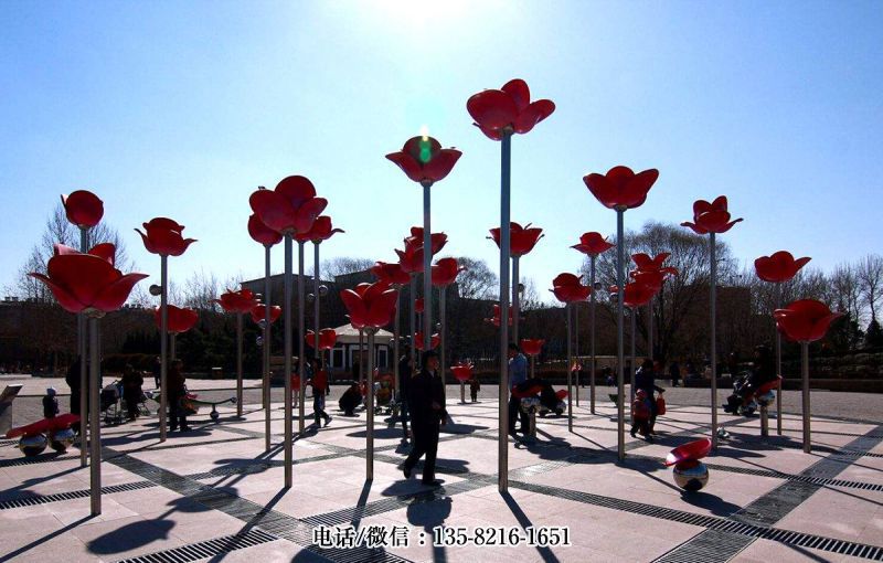 不銹鋼玫瑰花雕塑，抽象、仿真玫瑰花樹(shù)